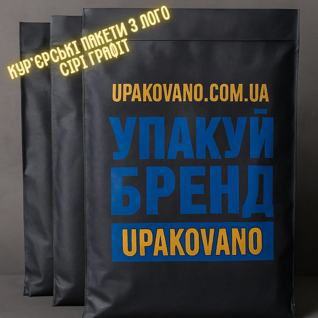 Сірі (графіт) кур’єрські пакети з логотипом — брендована упаковка для відправлень