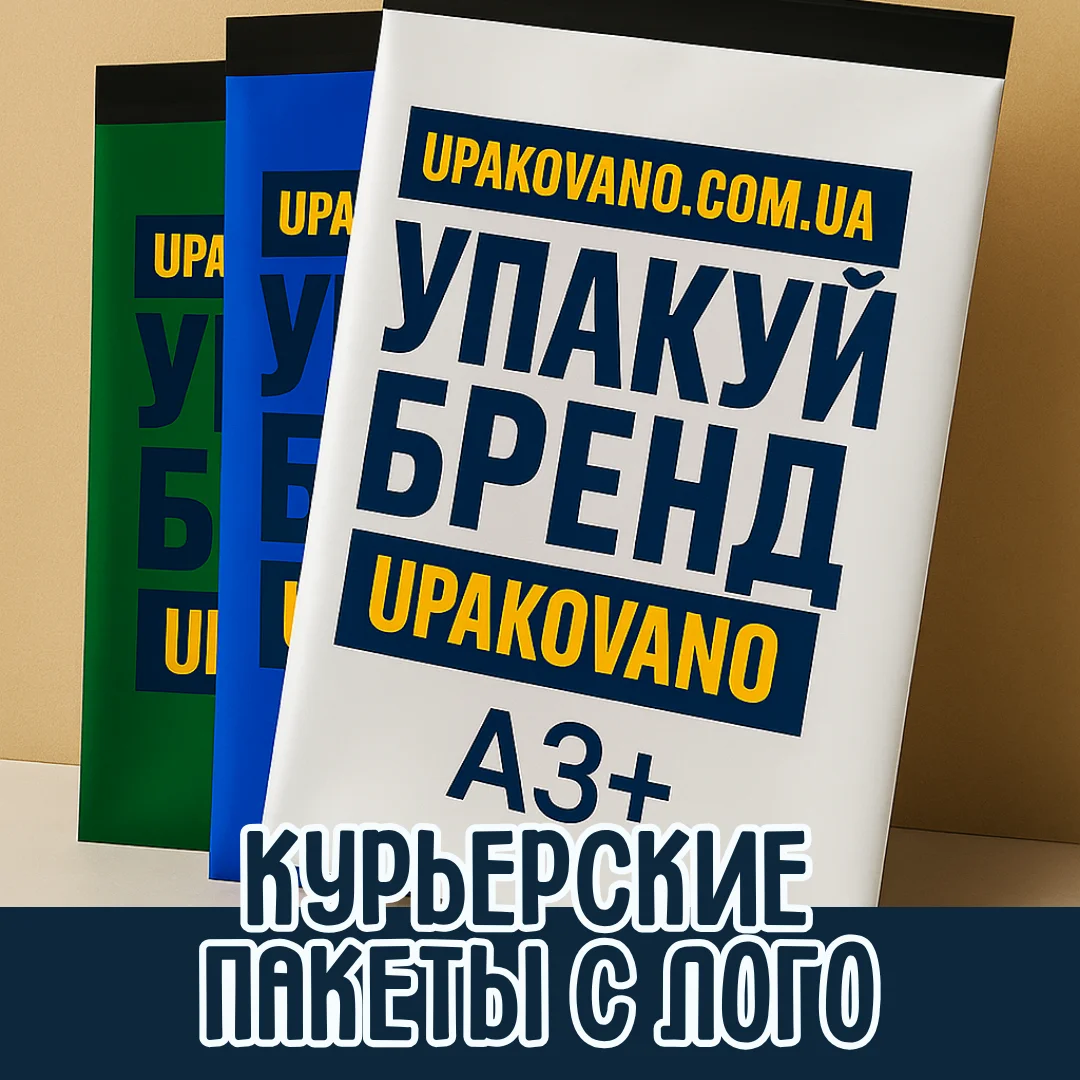 Полиэтиленовые курьерские пакеты A3+ 38×40 см с логотипом и надписями