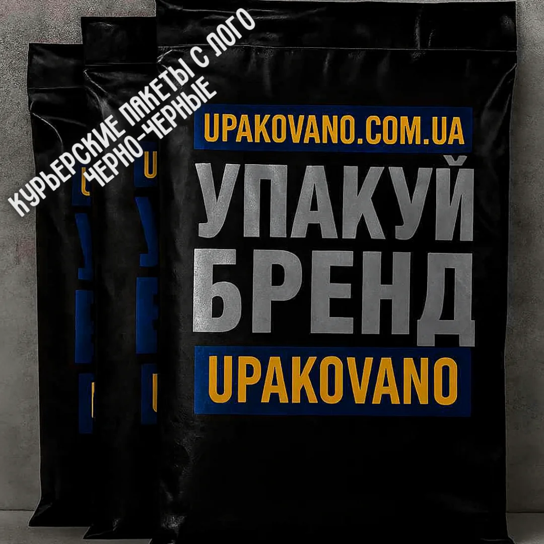 Черно-черные курьерские пакеты с логотипом 