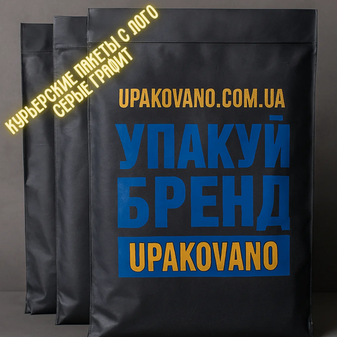 Серые (графит) брендированные курьерские пакеты с логотипом — печать на серых пакетах Серые графитовые курьерские пакеты с логотипом — брендированная серо-графитовая упаковка для отправлений