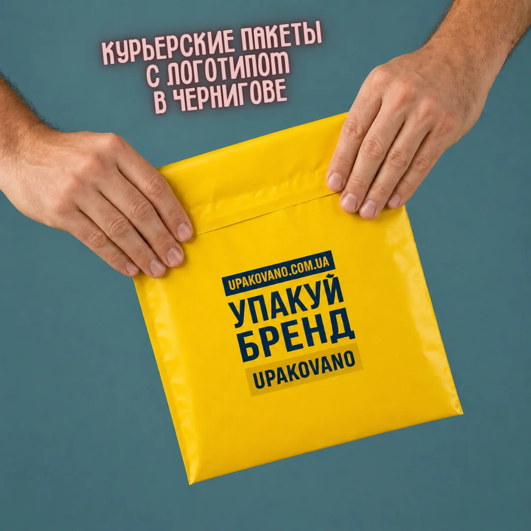 Курьерские пакеты с логотипом в Чернигове — печать, производство под заказ от 100 штук, все форматы, цветные основы Полиэтиленовые курьерские пакеты с логотипом для бизнеса в Чернигове