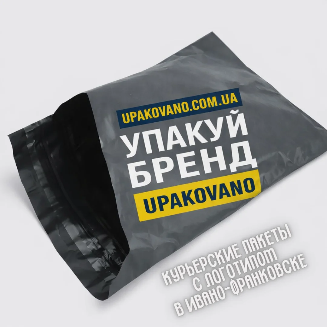 Курьерские пакеты с логотипом в Ивано-Франковске с самоклеящимся клапаном белого и графитового цвета