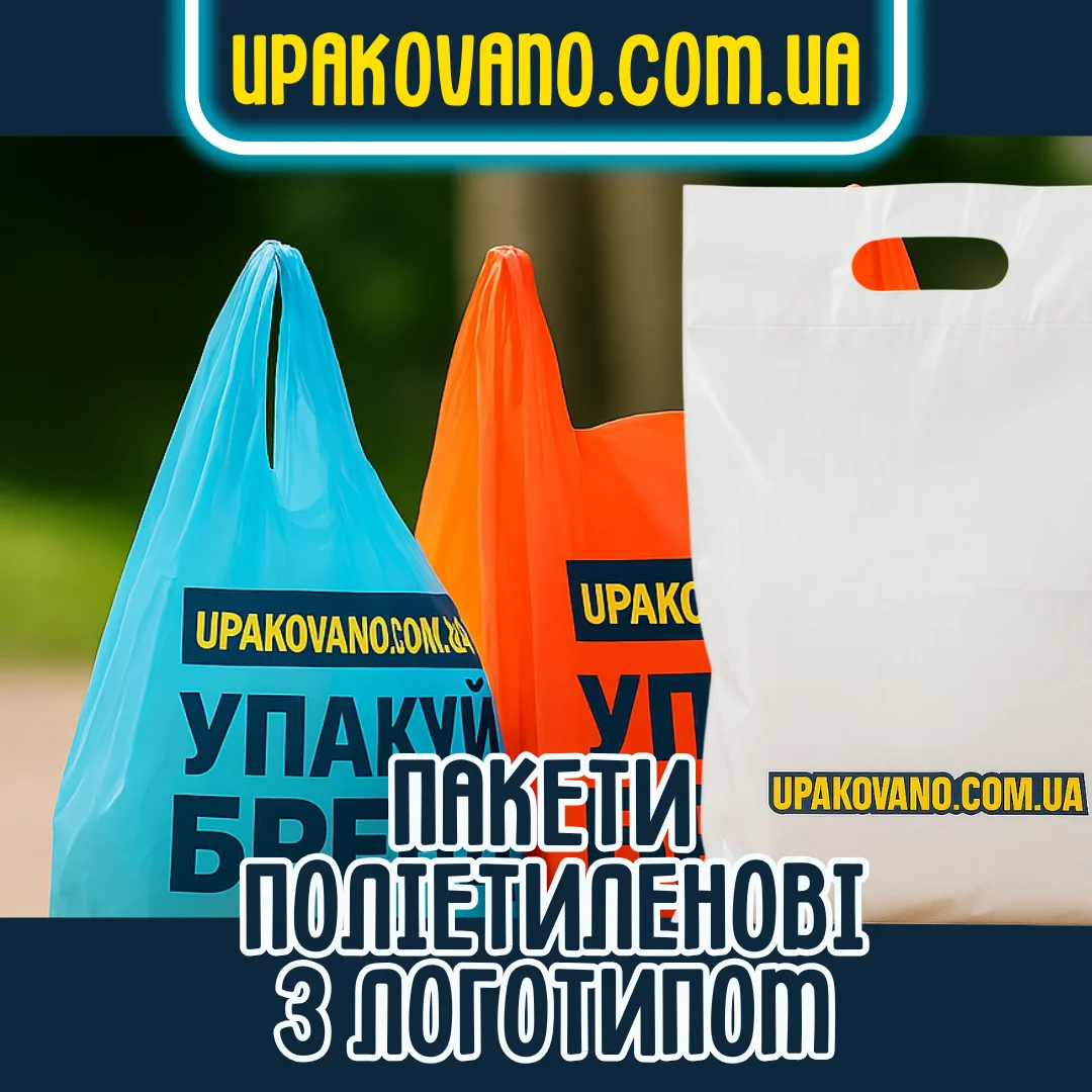 Поліетиленові пакети з логотипом для магазинів та бізнесу Брендовані поліетиленові пакети з друком логотипу