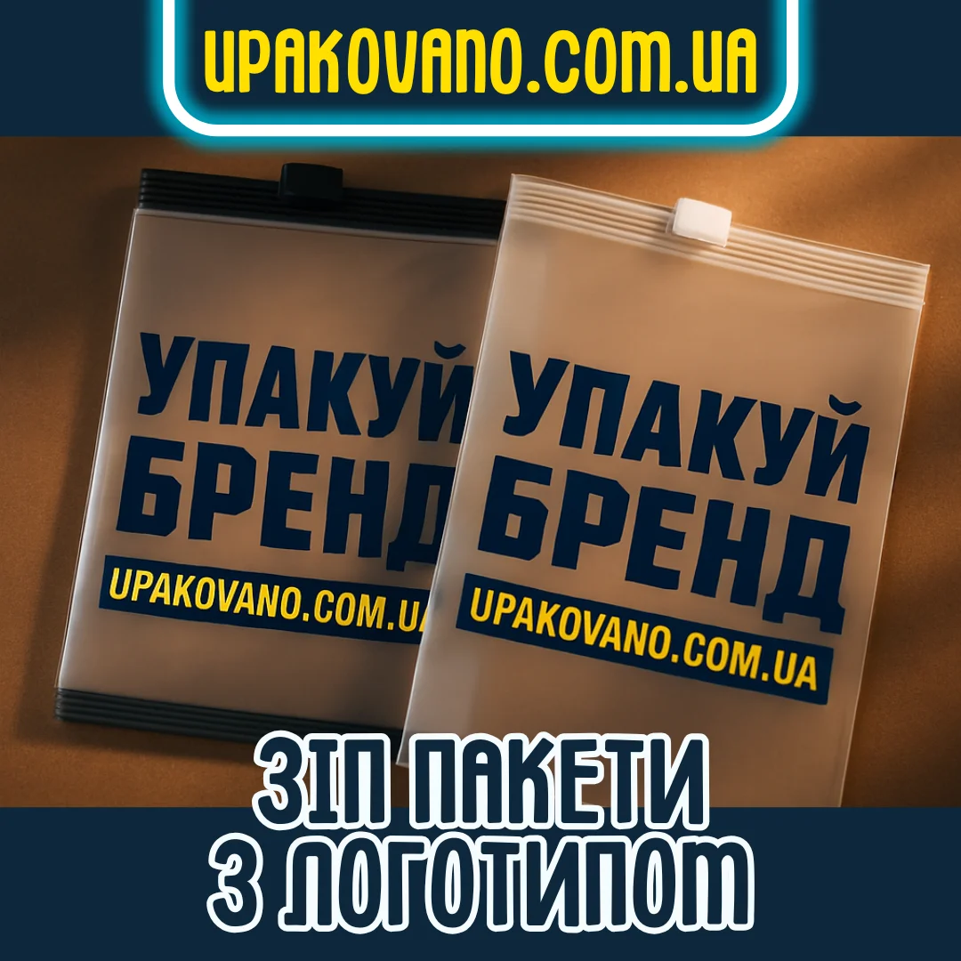 Зип пакети з друком логотипу Брендовані зип пакети з логотипом