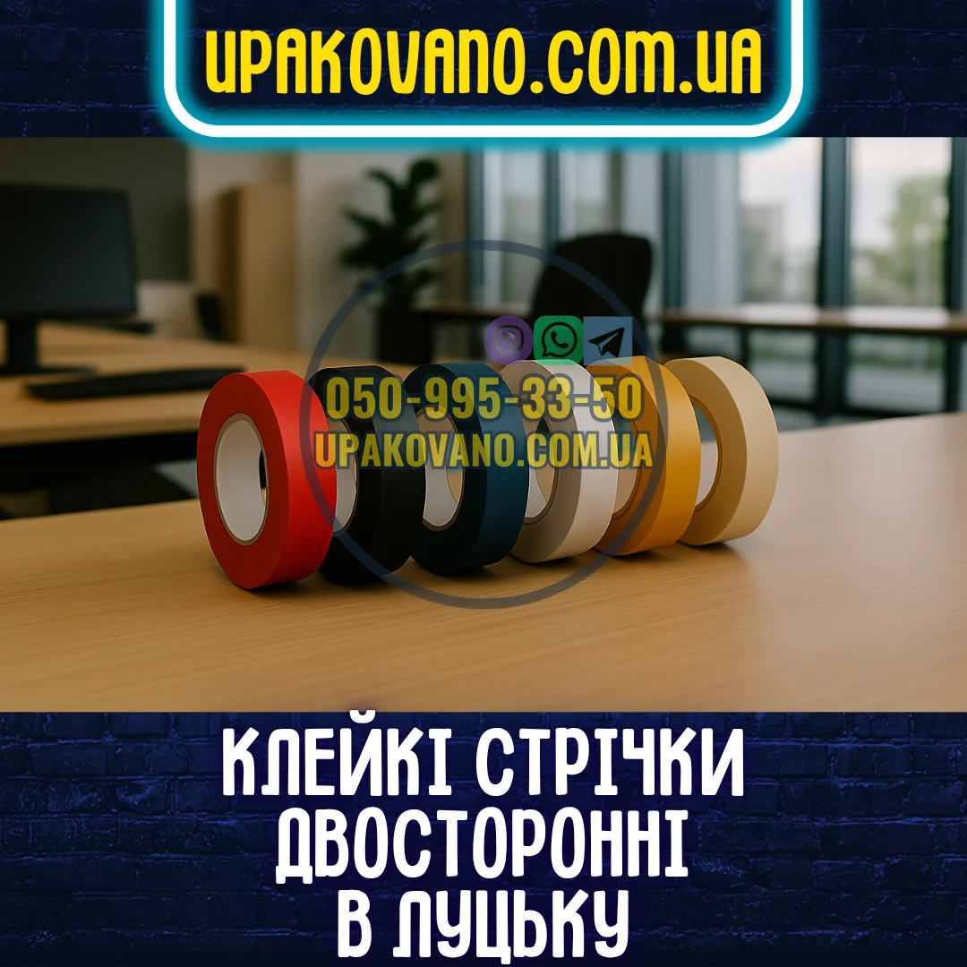 Скотч двосторонній Луцьк — прозорий, тканинний, пінний, силіконовий, паперовий