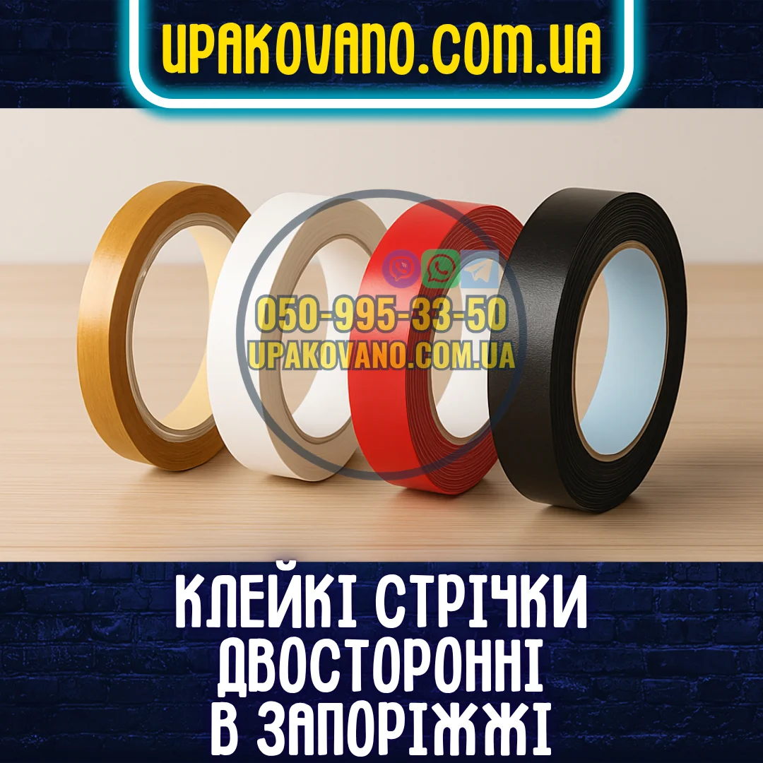 Двосторонній скотч у Запоріжжі — асортимент і види Двосторонній скотч різних видів - чітке фото в офісі на столі