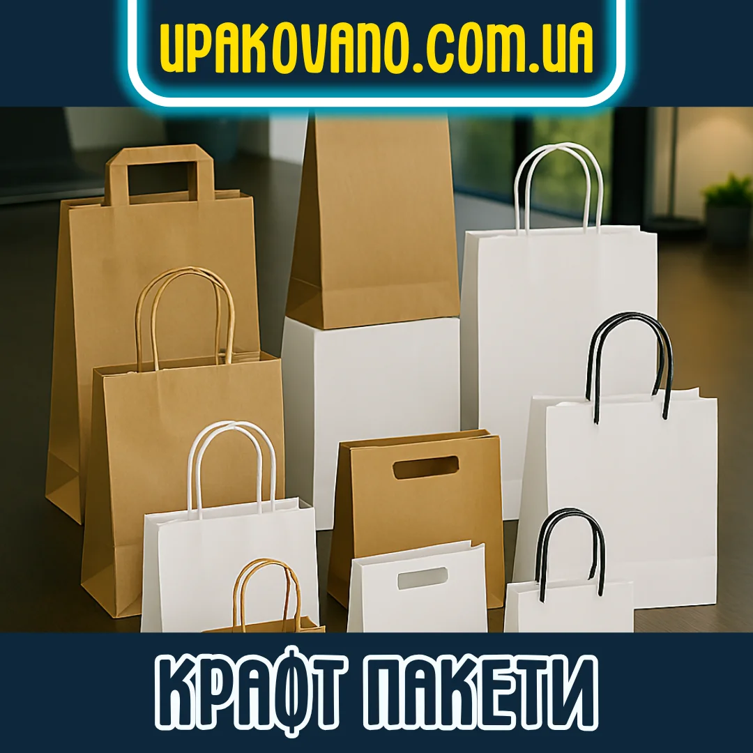 Купити паперові крафт-пакети оптом Крафт-пакети без логотипу для упаковки в асортименті