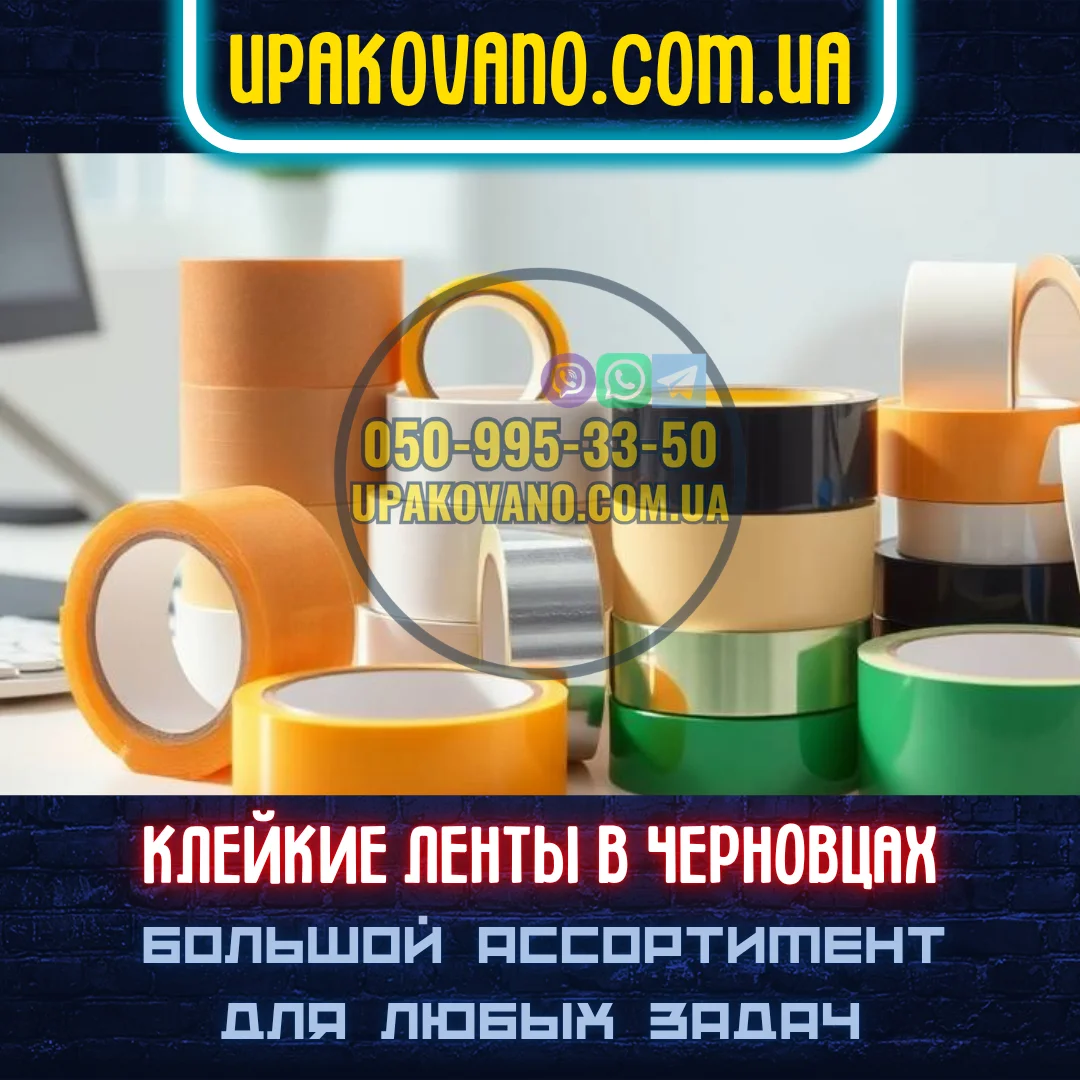 Купить скотч в Черновцах — упаковочный, монтажный, алюминиевый, двусторонний Скотч разных типов в продаже в Черновцах