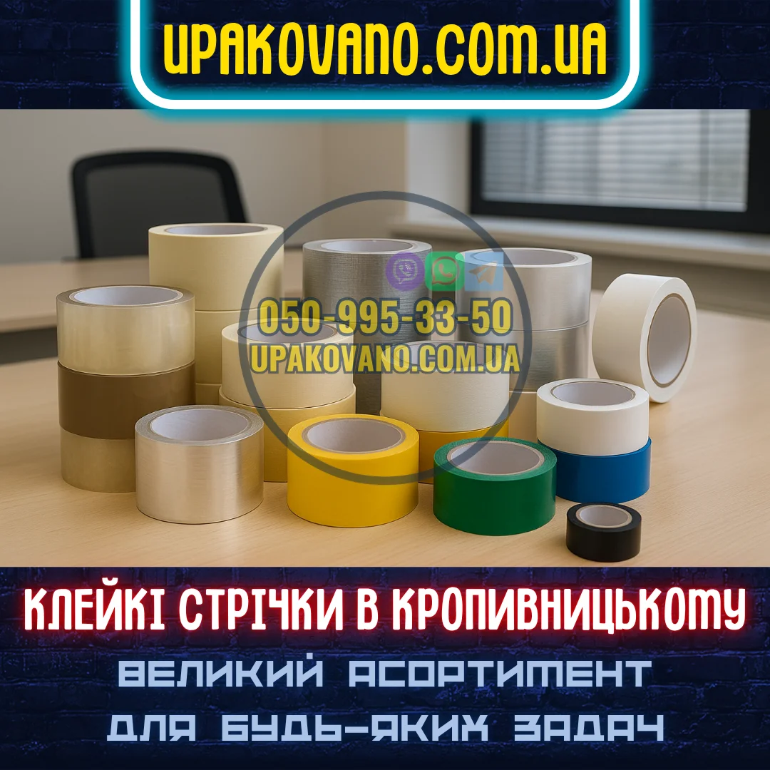 Купити скотч у Кропивницькому — широкий асортимент і швидке замовлення Скотч у Кропивницькому — всі види клейкої стрічки